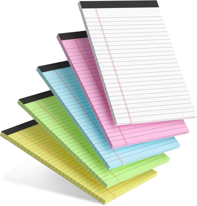 5Pcs Small Note Pads 5X8 Notebook College Ruled Legal Pads Color Notepads 5 Pack Study Back Writing Pads 5 X 8 Perforated Narrow Ruled Pads of Paper for School & Office Supplies 30 Sheets/Pack