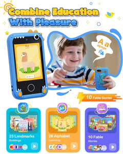 Kids Smart Phone for Boys Ages 3-8, Dinosaur Phones Toys with Dual Camera, Toddler Touchscreen Phone Educational Toys for Kids, Christmas Birthday Gifts for 3 4 5 6 7 8 9 10 Year Old Boys
