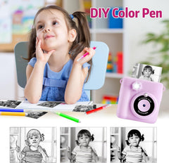 Kids Camera for Girls Boys, Instant Camera for Kids with Print Photo Paper,1080P HD Kids Digital Camera with 32GB SD Card Portable Toy Birthday Gifts for 3 4 5 6 7 8 9 10 Year Old Girl Boy