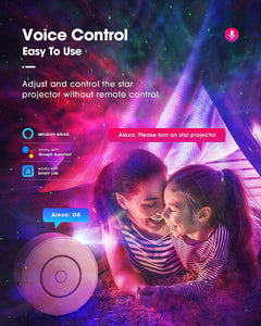 LED Wifi Galaxy Projector, Smart Night Light Kids Adults 3D Star Projector Light with RGB Adjustment/Voice Control/Wifi/Timer Compatible Alexa Google Assistant for Room Decor