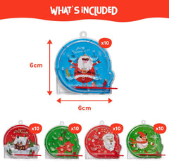 - 50 Mini Christmas Pinball Toy Games, 6Cm - Assorted Festive Designs for Kids, Christmas Crackers, Stocking Party Gift Bag Fillers and Favours