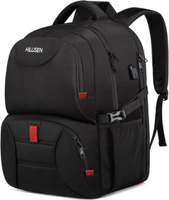 Extra Large Backpack for Men 50L,Lunch Backpack Work Bag Travel Laptop Backpack 17.3 Inch with USB Charging Port,Water Resistant Big Business Computer Rucksack for Men Women College School Black