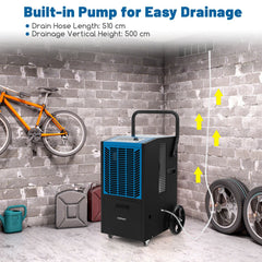 66 L/Day Industrial Dehumidifier with Pump for Basement Drying Clothes