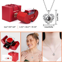 Preserved Real Rose Gifts for Women,Mum,Wife,Eternal Flowers Rose with I Love You Necklace in 100 Languages,Gifts for Her on Birthday, Anniversary, Valentine'S Day, Mother'S Day, Christmas