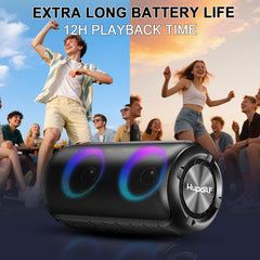 Ultimate Portable Bluetooth Speaker - Loud Stereo Sound, 12Hrs Playtime, IPX7 Waterproof, RGB Lights & Built-In Mic for Home, Garden, Party & Travel