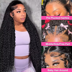 13X6 Deep Wave Human Hair Wig Pre Plucked Brazilian Virgin 200% Density Deep Lace Front Wigs Wet and Wavy with Baby Hair for Women 20 Inch