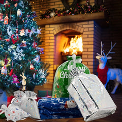 42 Pcs Christmas Drawstring Gift Bags - 10 Festive Designs in 5 Sizes for Perfect Holiday Wrapping