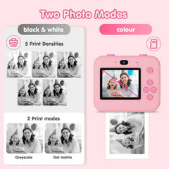 Kids Instant Print Selfie Camera for Girls,1080P HD Digital Camera for Kids with Print Paper & 32GB Card, Christmas Birthday Gifts Kids Toys for 3-12 Years Old (Pink)
