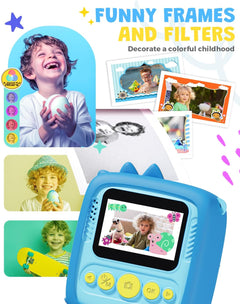 Kids Camera Instant Print for Boys Girls, Christmas Birthday Gifts for 3 4 5 6 7 8 9 Year Old Boys Girls, 1080P Kids Digital Camera Toys for Kids Age 3-9 Blue