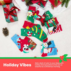Festive  12 Pairs Christmas Crew Socks for Women - Perfect Holiday & Birthday Gift!