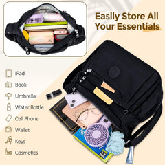 Women'S Shoulder Bag, Large Multi-Pockets Nylon Waterproof Crossbody Bag with Adjustable Shoulder Strap Lightweight Womens Handbags for Shopping Work Travel Daily Use