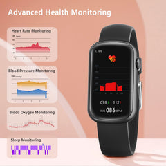 Slim Fitness Tracker - Monitor Blood Oxygen, Blood Pressure, Heart Rate & Sleep - Waterproof Activity Watch with Step Tracker & Pedometer for Men & Women