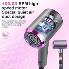 Hair Dryer Professional Lonic Hairdryer with 3 Speed 3 Heatsetting, Cool Shot Button, 1 Concentrator for Women Man Quickly Dry Hair Gray