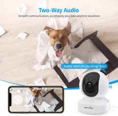 Security Indoor Pet Camera, 2K Dog Camera with APP, Wifi CCTV Camera House Security for Baby Monitor, Real-Time Alert 2-Way Audio Night Vision Pan/Tilt, TF Card Storage, Works with Alexa Q5