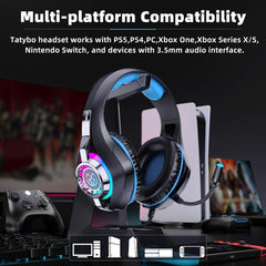 Gaming Headset for Ps5 Ps4 PC Xbox S/X Series Switch PC, Gaming Headphone with Noise Cancelling Microphone RGB Lighting