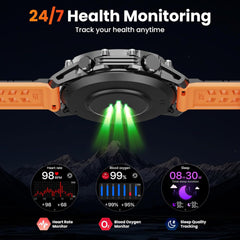 Military Smart Watch for Men, 1.52" HD Smart Watches with Heart Rate/Spo2/Sleep Monitor, 110+ Sports Modes Fitness Tracker, 500Mah Battery Led Flashlight Outdoor Smartwatch for Ios Android