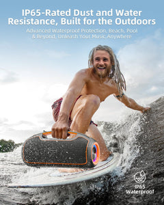 Powerful Portable Bluetooth Speakers - 200W Peak Sound, Deep Bass, Waterproof, 24H Playtime, Perfect for Parties!
