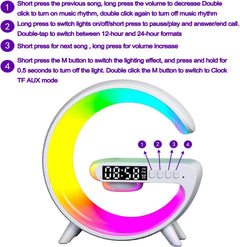 Wireless Charging G Shape Table Lamp & Atmosphere Night Light with Alarm Clock - Perfect Gift for Any Occasion!