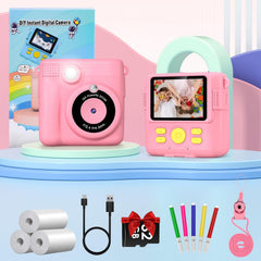 Kids Camera Instant Print,1080P Digital Instant Camera for Kids, 32GB Card, 3 Rolls Print Paper, Birthday Gifts Childrens Selfie Toys for Boys Girls Age 3-12,Pink
