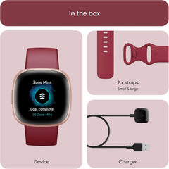 Versa 4 Fitness Smartwatch - GPS, 6-Day Battery Life, IOS & Android Compatible, Stylish Beet Juice/Copper Rose Design