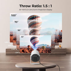 Turn 1 Projector 2026 | Supports 1080P with Android 14.0 | 200 ANSI Lumen Smart Projector, Native 720P Portable Mini Projector for Bedroom | Screen Mirroring for Ios/Android | Gaming & HDMI Compatible