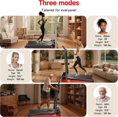 Walking Pad with Incline, Walking Pad with Handle Bar 3 Level Incline, 300 Lbs Walking Pad Foldable for Home Office, under Desk Treadmill with LED Display Remote Control & APP