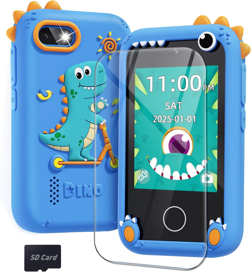 Kids Smart Phone for Boys Ages 3-8, Dinosaur Phones Toys with Dual Camera, Toddler Touchscreen Phone Educational Toys for Kids, Christmas Birthday Gifts for 3 4 5 6 7 8 9 10 Year Old Boys