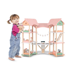 Multi-Layer Wooden Dollhouse Versatile Kids Playhouse Toy with 7-Room