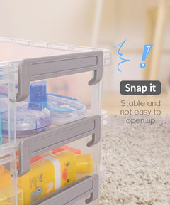 6 Pack Extra Large Pencil Box, Plastic Pencil Case Crayon Box | Clear Marker Organizer Plastic Containers with Lid, Stackable Storage Boxes for Art Craft,Back to School Supplies, Multi