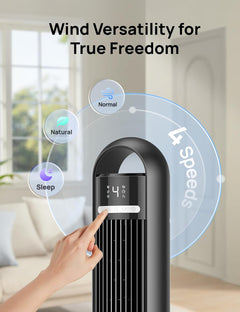 Quiet Tower Fan for Bedroom& Home, 25Ft/S Powerful Airflow, 29Ft Coverage, 1-8H Timer, 4 Speeds, 3 Modes, 28Db Bladeless Fan with Remote Control, 90° Oscillating Cooling Fan, LED Display
