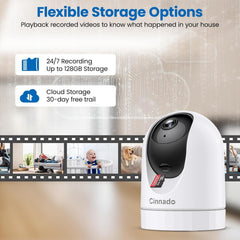 2K Pet Camera, Indoor Camera, Dog Camera, 360° Home Security Cameras with APP Control, Motion Tracking, 2-Way Talk, Night Vision, TF Card/Cloud Storage, D1