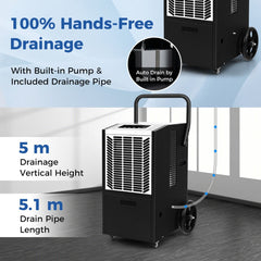 66 L/Day Industrial Dehumidifier with Pump for Basement Drying Clothes