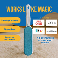 Pet Hair Remover Lint Brush with Self-Cleaning Base, Reusable Fluff Remover for Clothes, Double-Sided Fur Cleaner for Dog and Cat