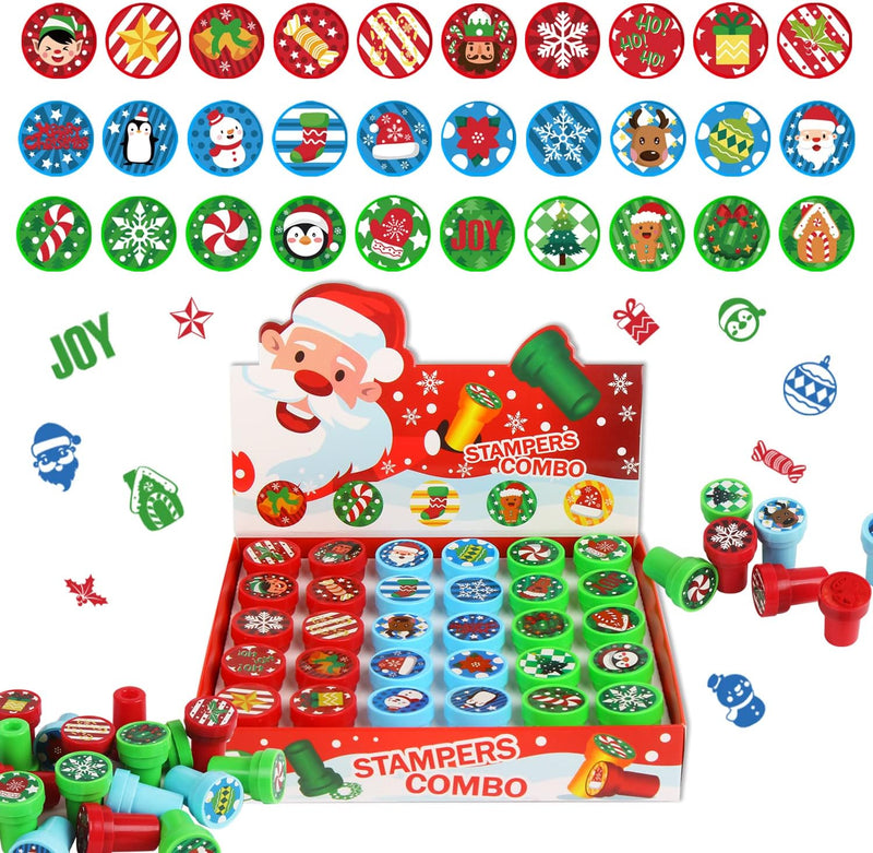 Christmas Stamps for Kids, 30Pcs Assorted Xmas Self-Inking Stampers for Kids Christmas Party Bag Fillers