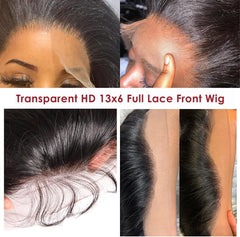 13X6 Transparent HD Lace Front Wigs Human Hair Wig Body Wave Human Hair Wig for Black Women Glueless Wigs Human Hair Pre Plucked with Baby Hair Brazilian Real Hair Lace Frontal Wig16 Inch
