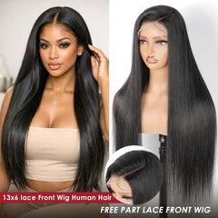 Straight Human Hair Wig for Black Women, 180 Density 13X6 Transparent HD Lace Front Wigs Human Hair Wig, Brazilian Real Hair Glueless Lace Frontal Wig Pre Plucked with Baby Hair 24 Inch