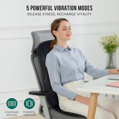 Heated Back Massager - 8 Vibration Nodes for Deep Tissue Relief, Perfect for Home & Office Use, Ideal Gift for Men & Women