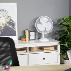 12" Inch, Lightweight, Portable Desk Fan, 3 Speeds, Wide-Angled Oscillation, Powerful Airflow, Quiet Operation, Perfect for Bedroom or Office, White - RHPDF1221