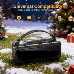 60W Peak Portable Bluetooth Speaker - 30W RMS, IPX6 Waterproof, 24H Playtime, EQ, AUX, TF Card & USB Playback - Perfect for Home, Parties & Camping