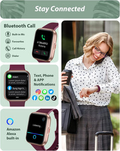 Stylish Smart Watch for Women - Alexa Built-In, HD Display, Heart Rate & Sleep Tracker, 120 Sports Modes, 3ATM Waterproof, Compatible with iPhone & Android