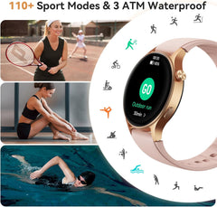 Stylish Smart Watch for Women - Make Calls, Monitor Fitness & Health, 1.32'' AMOLED Display, 110+ Sport Modes, Waterproof, Compatible with iPhone/Samsung/Android
