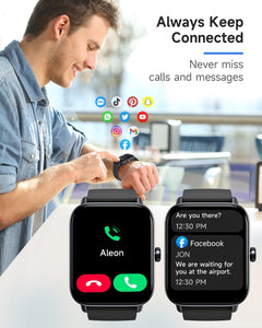 Smart Watch for Men Women Alexa Built-In, IP68 Waterproof Swimming, 1.8" Fitness Watch with Answer&Make Call/Heart Rate/Step Counter/Sleep Tracker/100 Sports, Compatible Android Ios