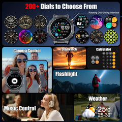 Advanced GPS Smart Watch for Men - 1.43" AMOLED Military Fitness Tracker with 5ATM Waterproof, 130+ Sports Modes, Heart Rate/Sleep/Spo2 Monitoring, Bluetooth Calling - Perfect for Outdoor Fitness on Android & iOS