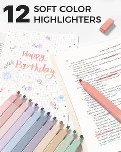 56 PCS Aesthetic School Supplies with Pencil Case (Grey) | 6 Multicolor Pens, 12 Pastel Highlighters, 5 Black Gel Pens, 9 Mechanical Pencils, Student Stationery Set College Essentials