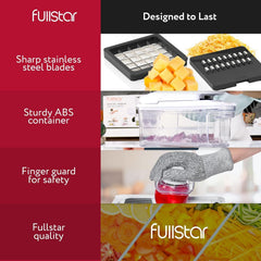 Vegetable Chopper Cutter Mandoline Slicer Cheese Grater - Food Onion Salad Veggie Chopper with Container - French Fry Potato Dicer Slicer Cutter - Kitchen Tools Gadgets (All-In-1 White)
