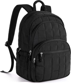 Travel Backpack for Women, 15.6" College Laptop Backpack, Black | Fits 15.6" Laptop, Personal Carry-On Size with Trolley Sleeve, Quilted Style for College Nurse Teacher, Water-Resistant