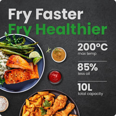 5 in 1 Air Fryer Oven with Rotisserie, 10L 1800W, 17 Presets Air Fry, Dehydrator, Roast, Bake, Family Size Large Air Fryer with Auto Shutoff and View Window, Black