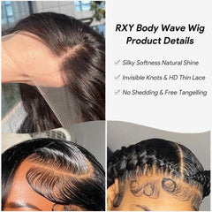 Body Wave Human Hair Wig 180% Density 13X4 Lace Front Wigs Human Hair Wig for Women, Brazilian Virgin Human Hair with Baby Hair Pre Plucked Natural Hairline Natural Color 16 Inch