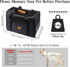 Travel in Style: Airline Approved Portable Cat Carrier with Comfort Features for Cats & Small Dogs