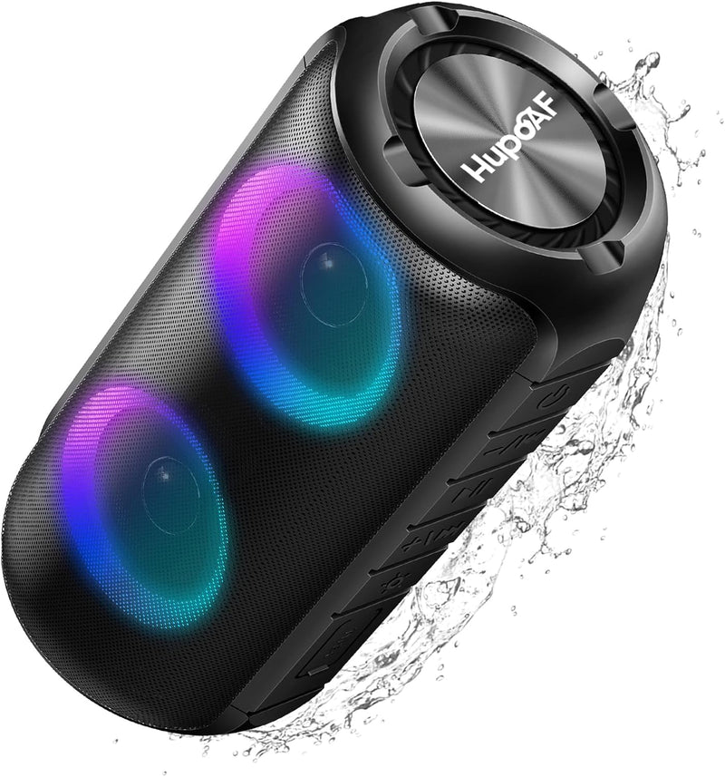 Ultimate Portable Bluetooth Speaker - Loud Stereo Sound, 12Hrs Playtime, IPX7 Waterproof, RGB Lights & Built-In Mic for Home, Garden, Party & Travel